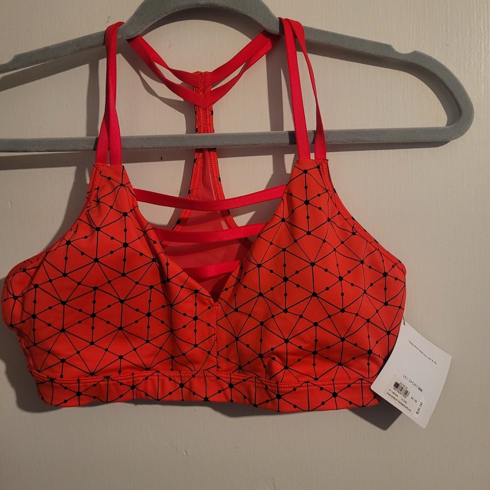 Victoria's Secret Red Geometric Strappy Sports Bra